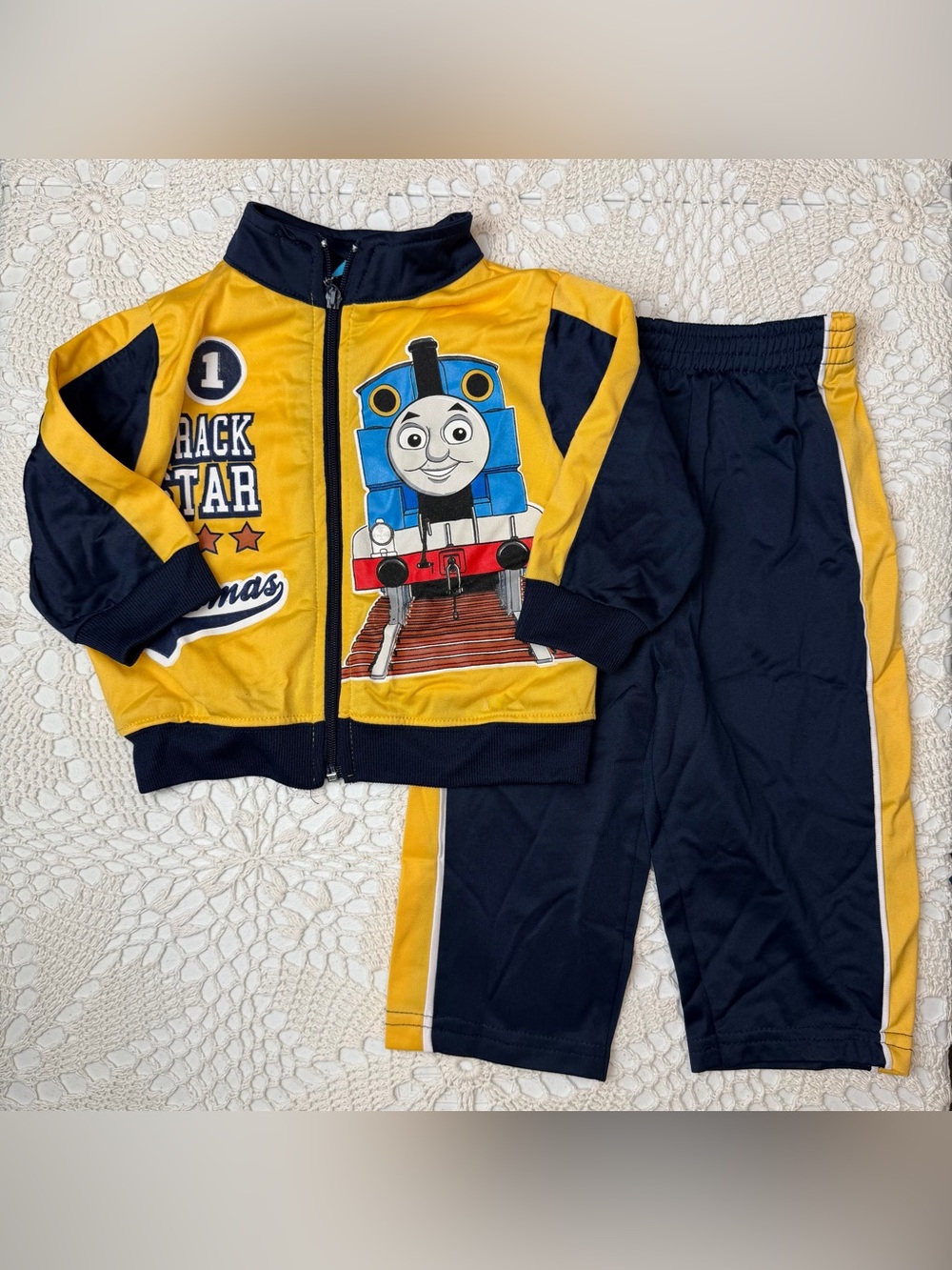 Vintage Y2K Thomas & Friends Baby Boy 18 Months Track Star Jacket Pants Suit